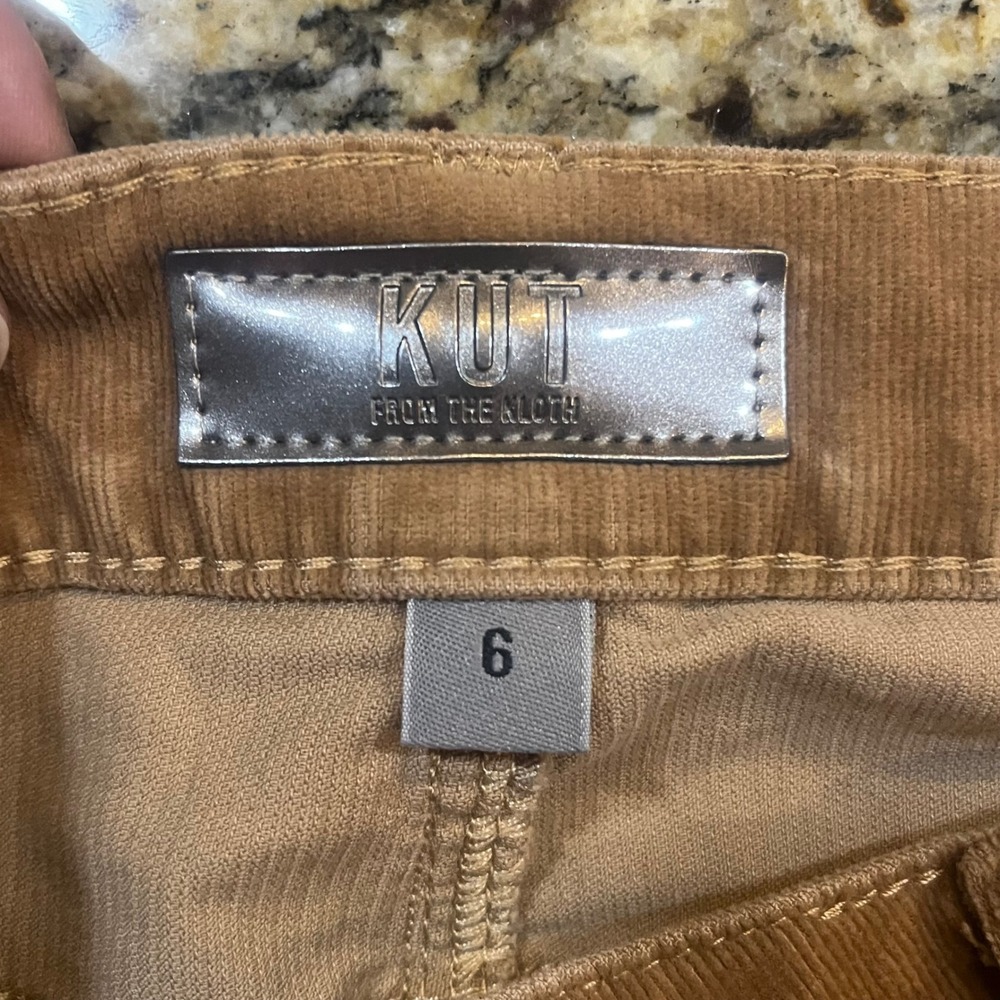 Kut from the Kloth Womens Corduroy Wide Leg Pants Tan Camel Size 6 Mid Rise - Picture 2 of 7